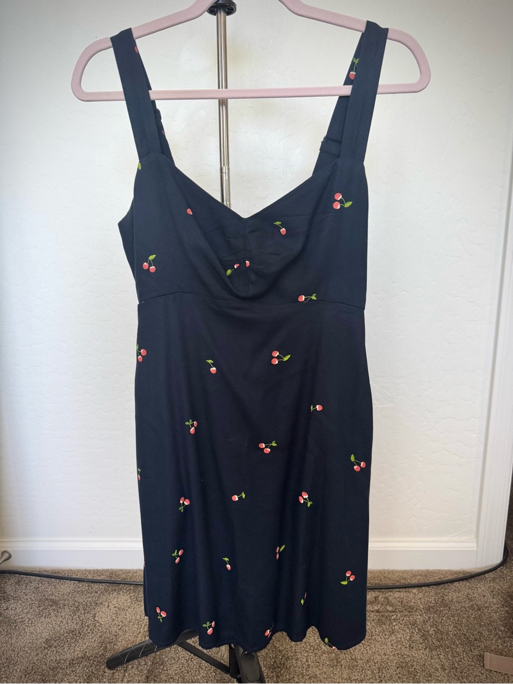 Old Navy Navy Blue Midi Dress with Cherry Print